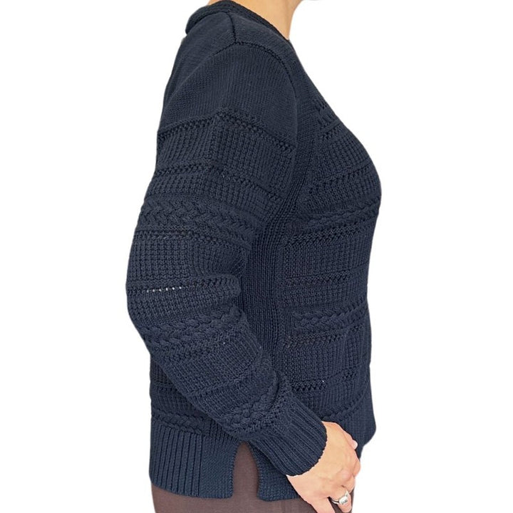 Autumn Cashmere Cable Sweater - Navy