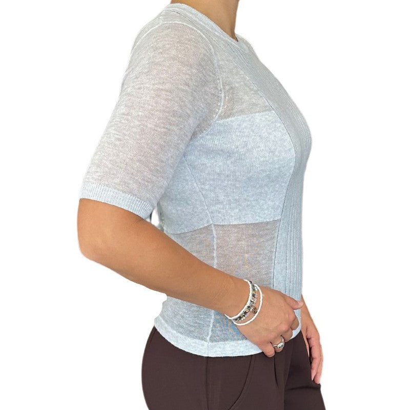 Autumn Cashmere S/S Mesh Top - Platinum