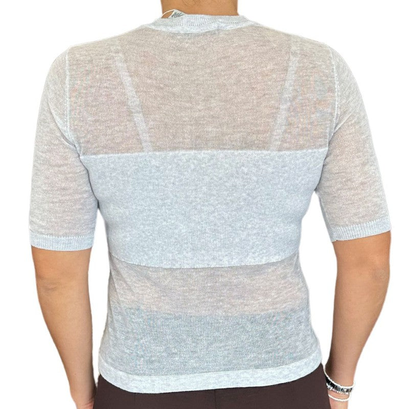 Autumn Cashmere S/S Mesh Top - Platinum