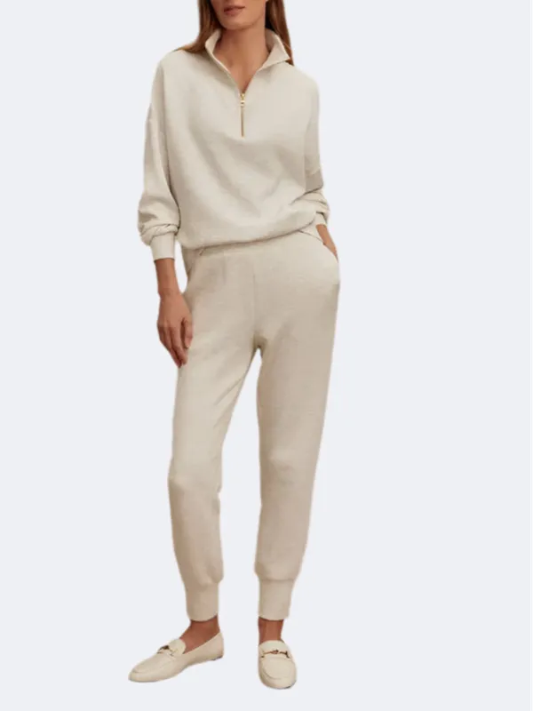 Varley Slim Zip Hem Pant (29.5") - Ivory Marl