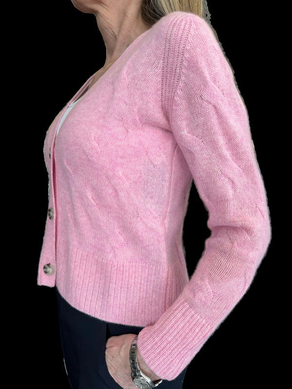 Alashan Cashmere Winslet Twist Cardigan - Pink Swirl