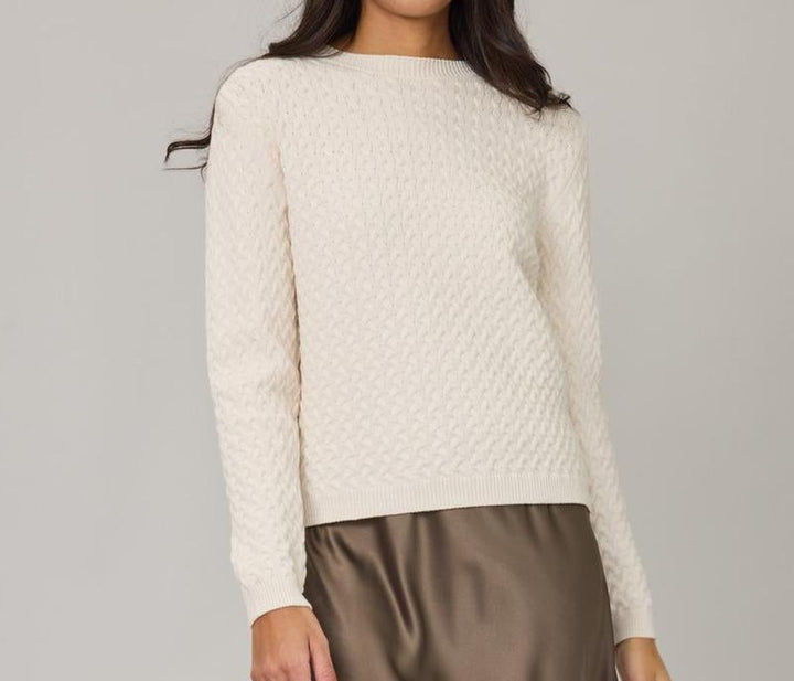 Pistache Braid Knit Sweater - Cream