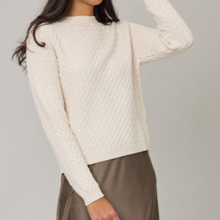 Pistache Braid Knit Sweater - Cream