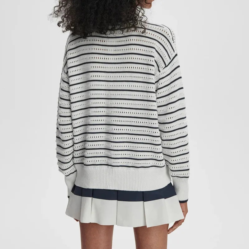 Varley Antonia Cardigan - White/Blue Nights
