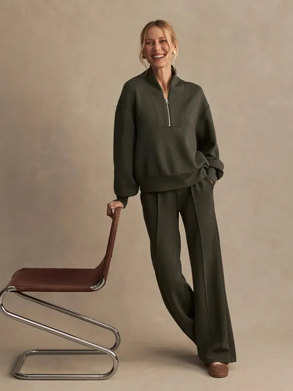 Varley Wide Leg Pants (28") - Olive Marl
