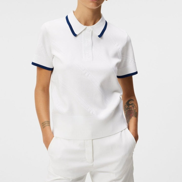 JL Golf Feline Knit Polo - White