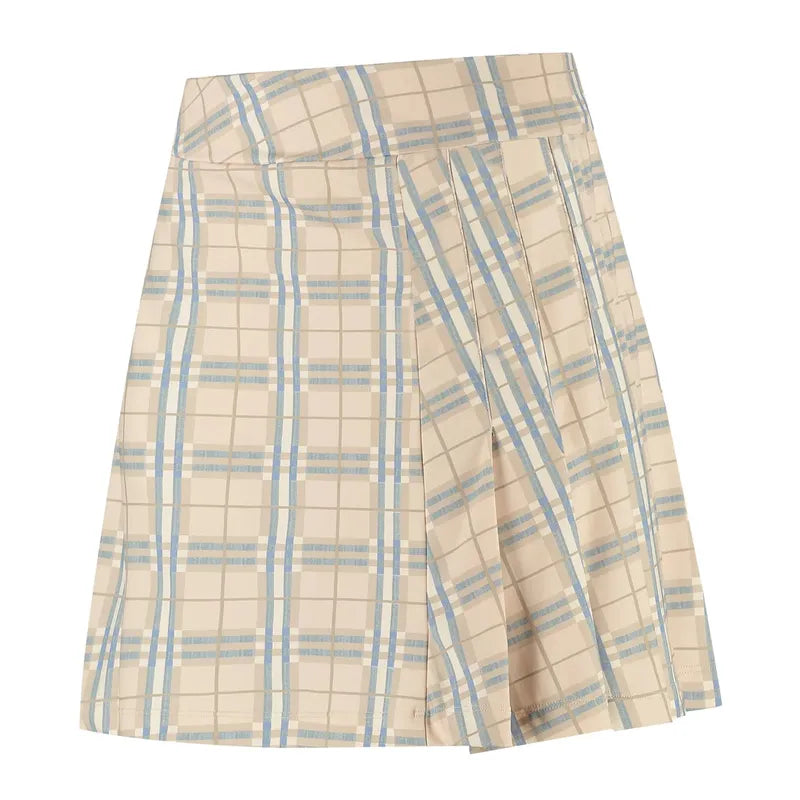 PAR69 Benji Skort - Check Print Camel
