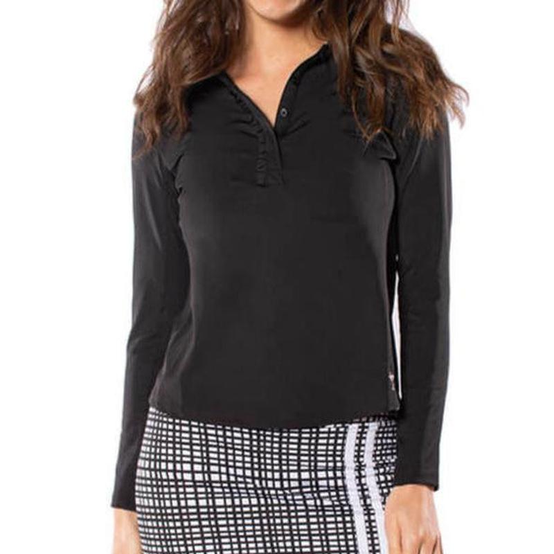 Golftini L/S Ruffle Polo - Black