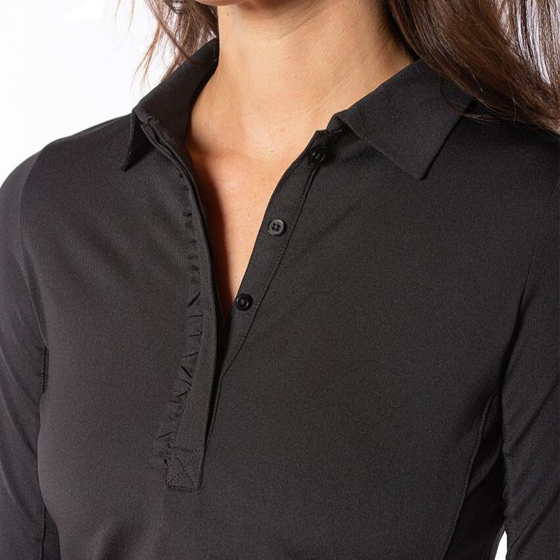 Golftini L/S Ruffle Polo - Black