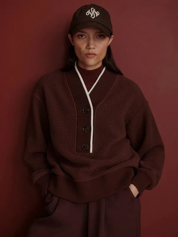Varley Brenna Button Fleece - Mahogany
