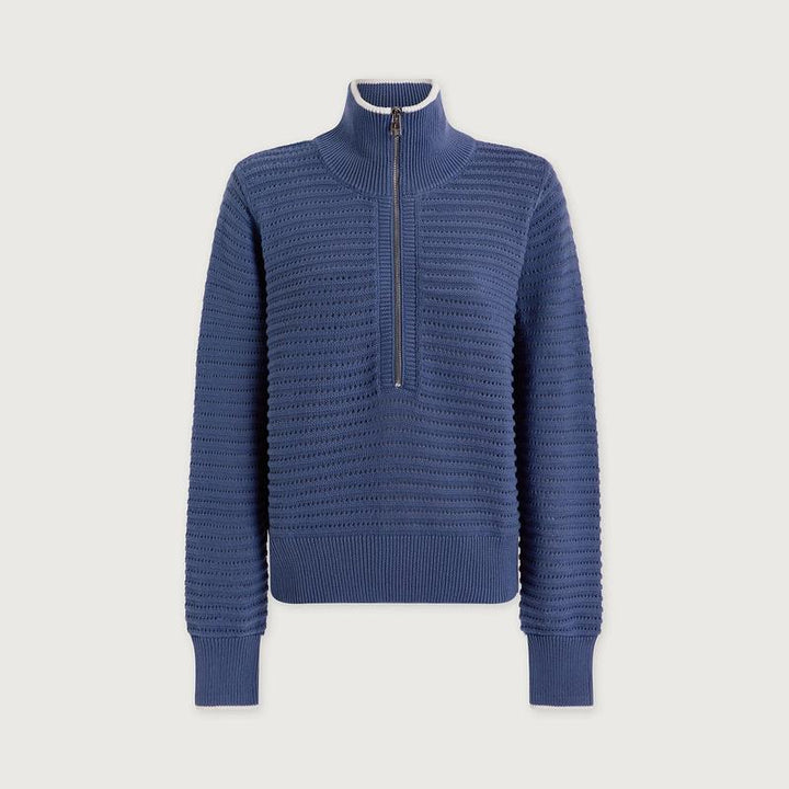 Varley Morwenna Zip Knit Top - Bijou Blue