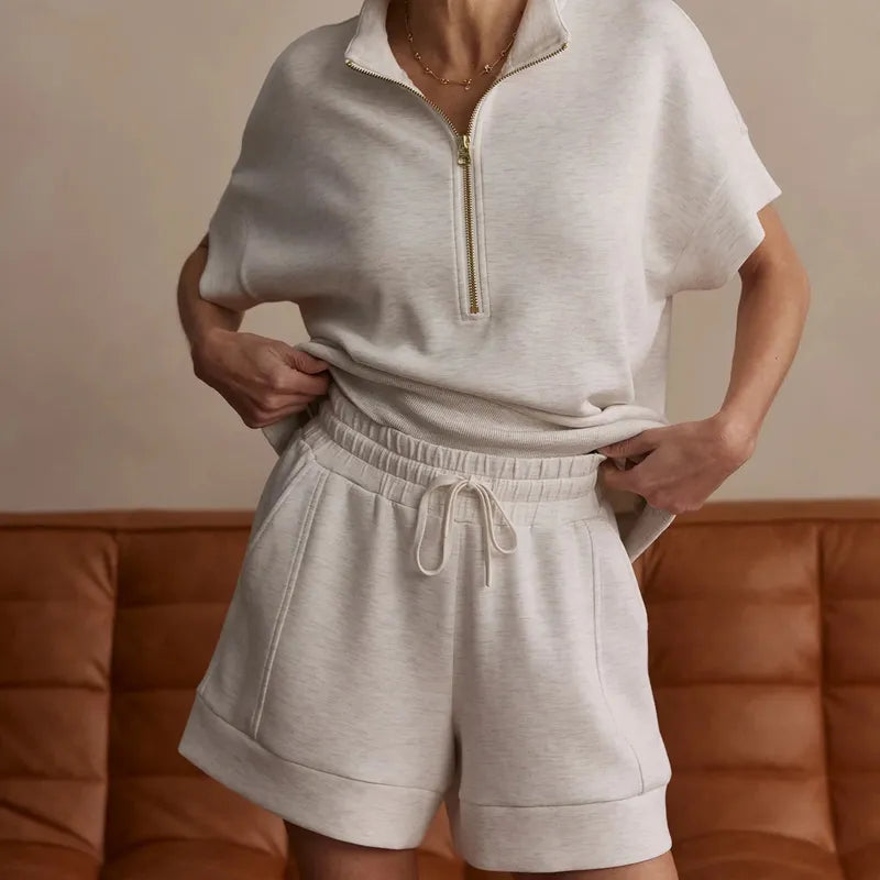 Varley Atrium Hi-Rise Shorts (4.5") - Ivory Marl