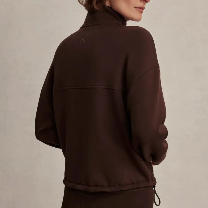Varley Sian Cropped Zip Sweat - Coffee Bean