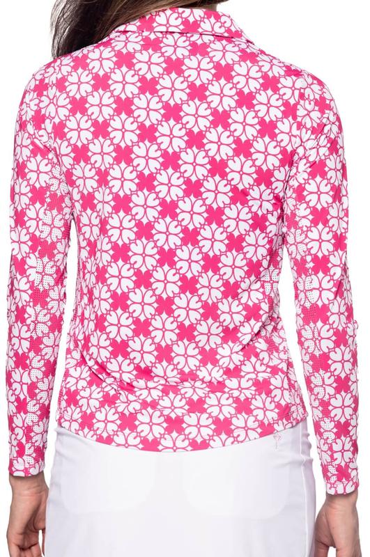 Golftini Cool Girl L/S Polo - Pink Floral
