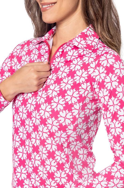 Golftini Cool Girl L/S Polo - Pink Floral