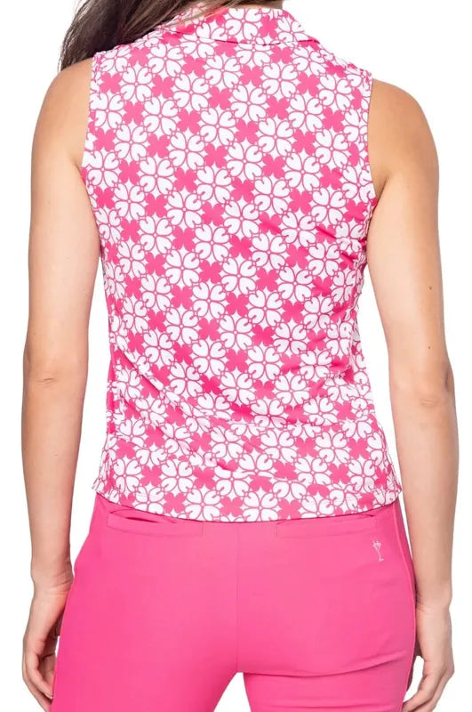 Golftini Cool Girl S/L Polo - Pink Floral