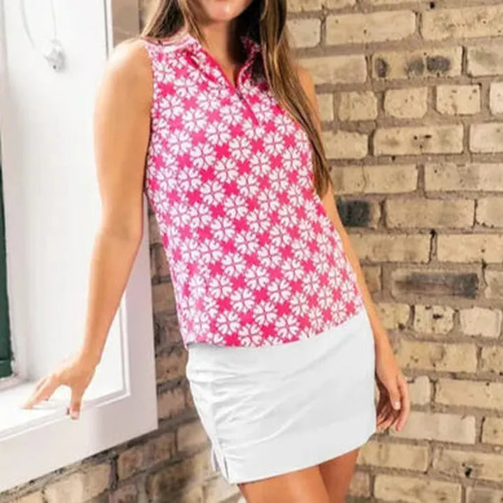 Golftini Cool Girl S/L Polo - Pink Floral