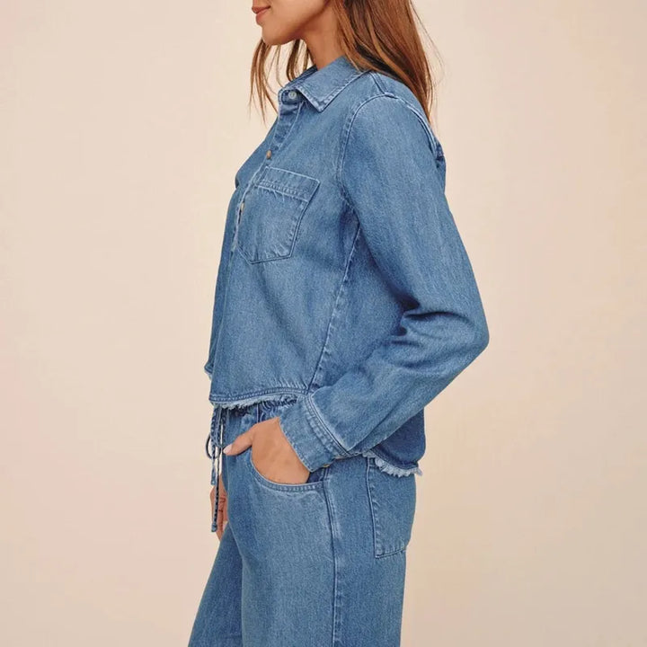 Bella Dahl Fray Hem Shirt - Indigo Mist Wash