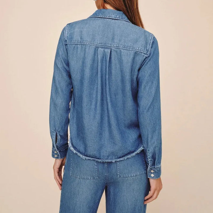Bella Dahl Fray Hem Shirt - Indigo Mist Wash