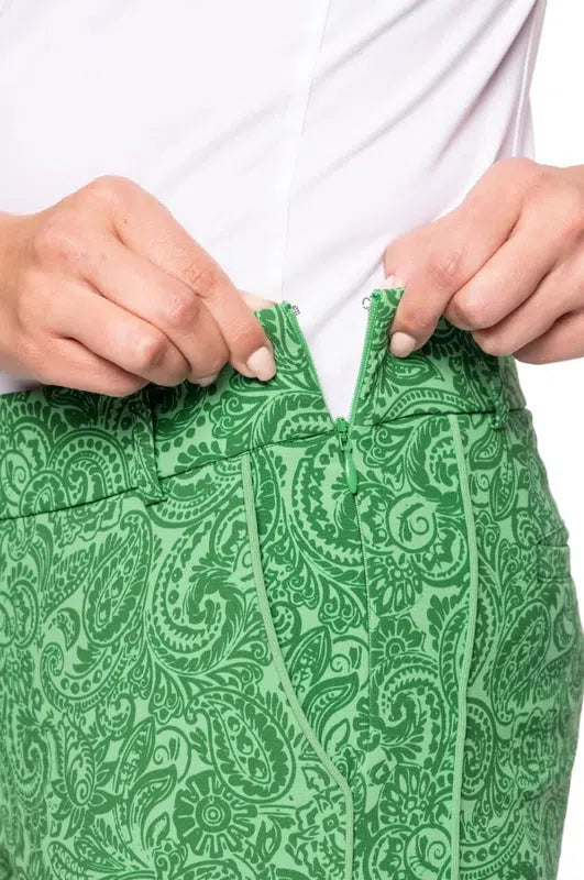 Golftini Ankle Pant - Green Paisley