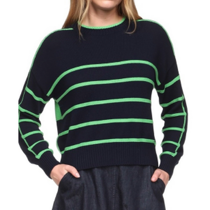 WISPR Links Stripe Crew Neck Sweater - Patriot Blue