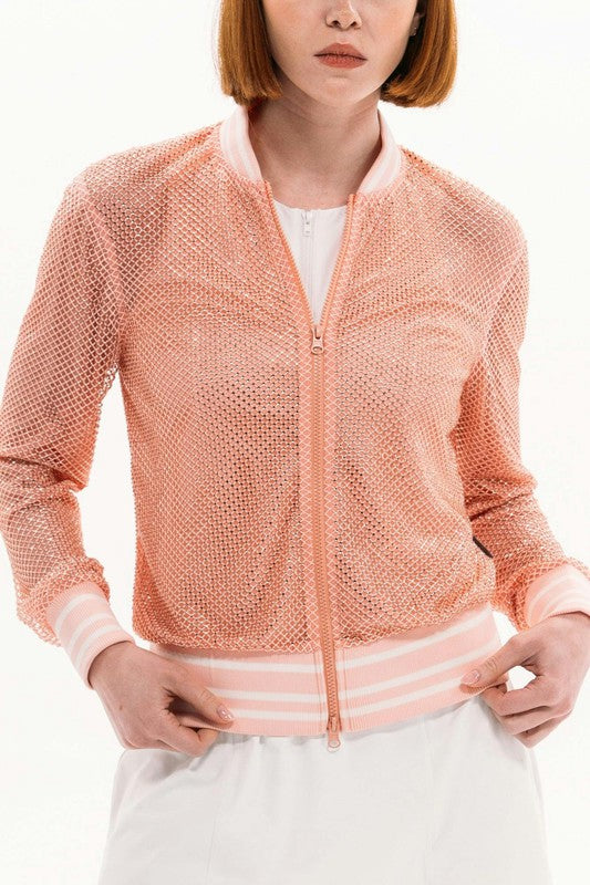 Foray Golf Rhinestone Mesh Jacket - Pink