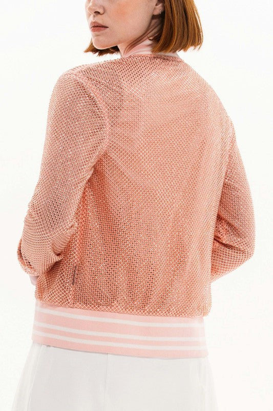 Foray Golf Rhinestone Mesh Jacket - Pink