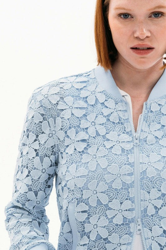 Foray Golf Lace Bomber Jacket - Light Blue