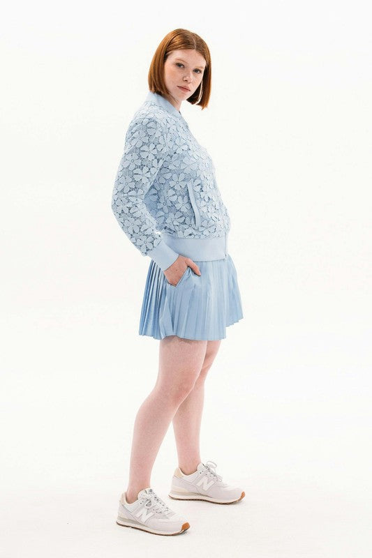 Foray Golf Lace Bomber Jacket - Light Blue