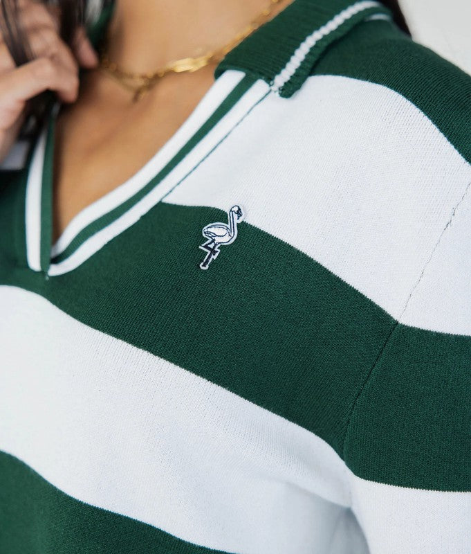 Fore All Iris Sweater - Green & White Stripes