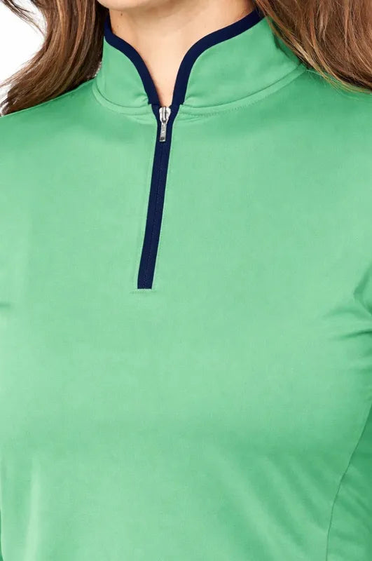 Golftini Cool Girl S/L Mock Top - Green/Navy