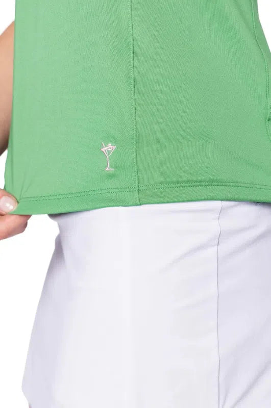 Golftini S/S Zip Tech Polo - Kelly Green/White