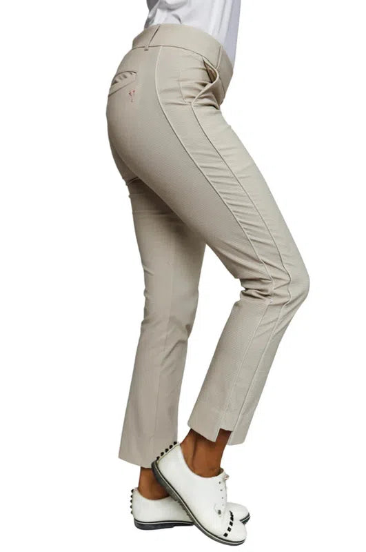 Golftini Ankle Pant - Khaki/White Houndstooth