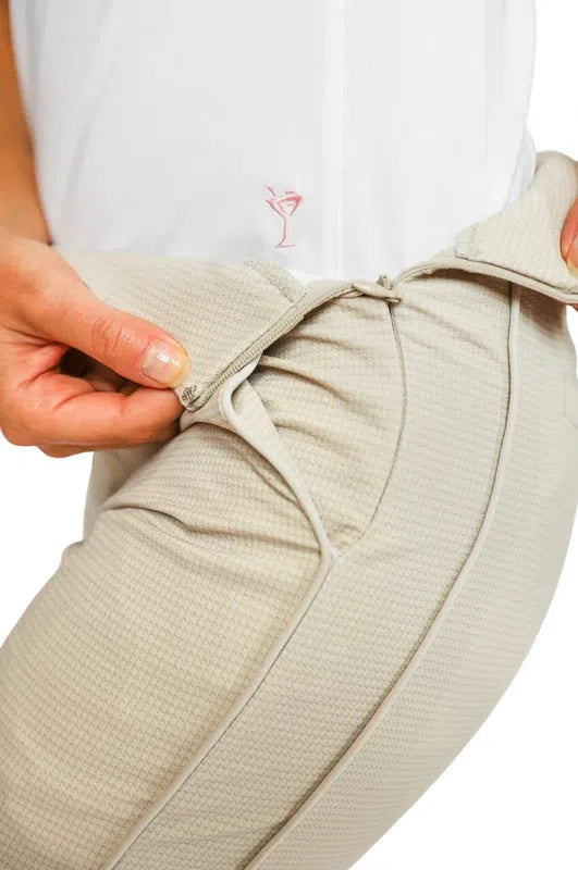 Golftini Ankle Pant - Khaki/White Houndstooth