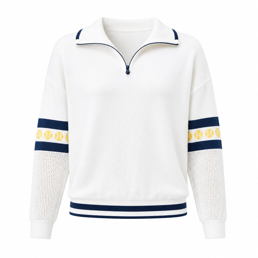 Pull zippé L'Oeuf Poche Ace - Blanc/Marine