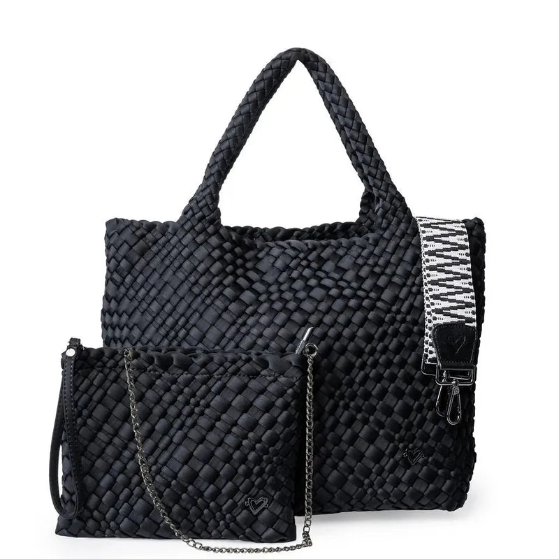 preneLOVE London Large Woven Tote - Onyx