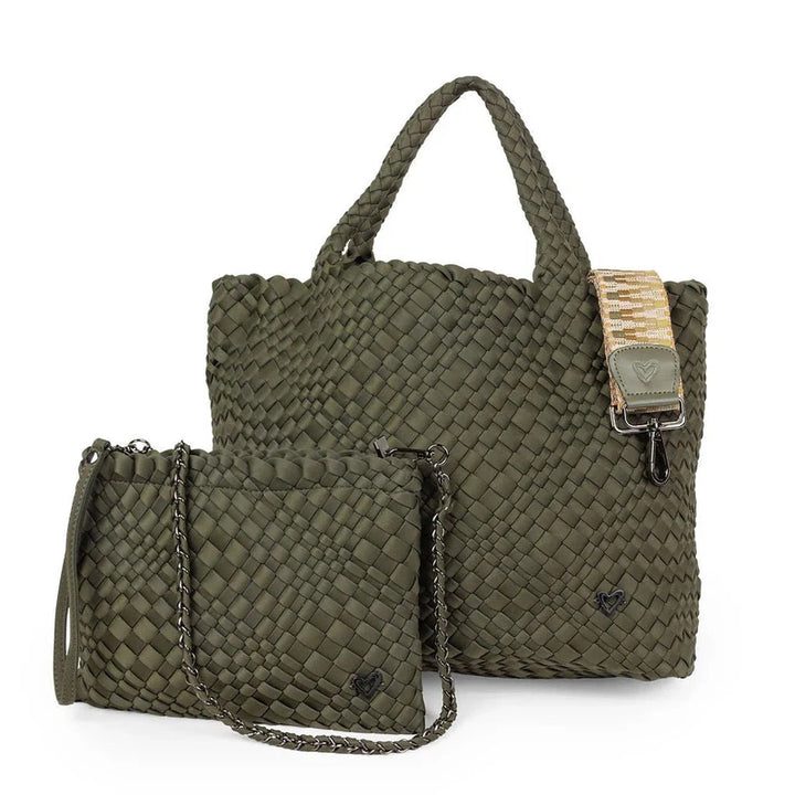 preneLOVE London Large Woven Tote - Olive