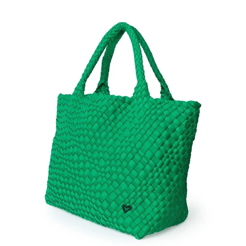 preneLOVE London Large Woven Tote - Kelly Green