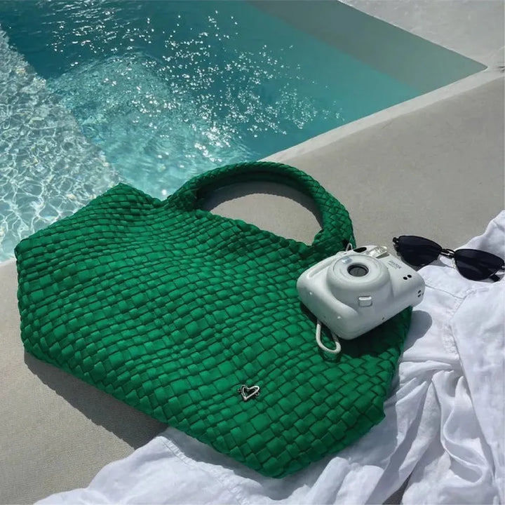 preneLOVE London Large Woven Tote - Kelly Green