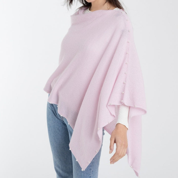 Alashan Cashmere Pearl Trim Topper - Beach Pink