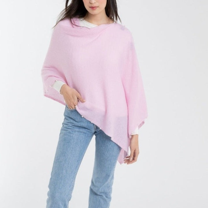 Alashan Cashmere Pearl Trim Topper - Beach Pink