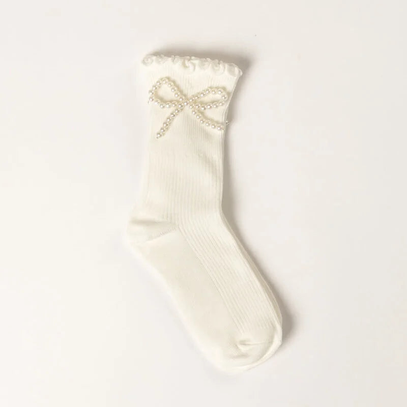 Lyla & Luxe Pearl Trim Socks