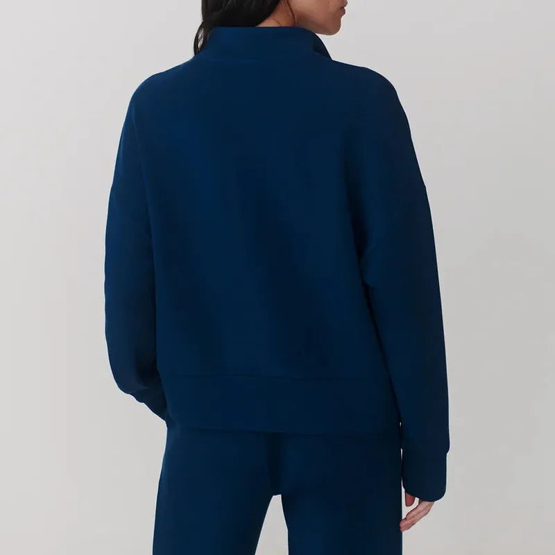 Varley Mavis Mock Neck Sweat - Sea Blue