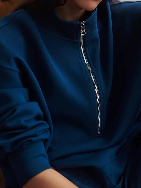 Varley Mavis Mock Neck Sweat - Sea Blue