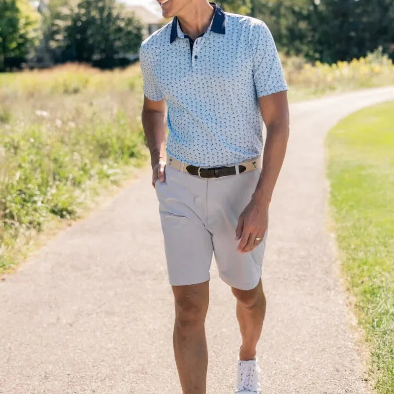 Golftini Men's Pique Polo - Seersucker Blue