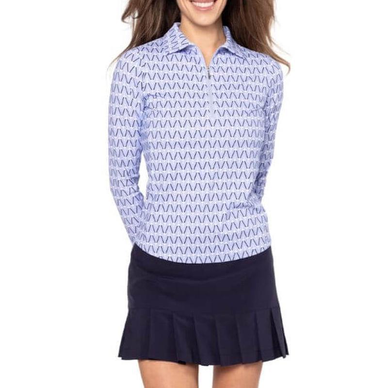 Golftini Cool Girl L/S Polo - Blue/White