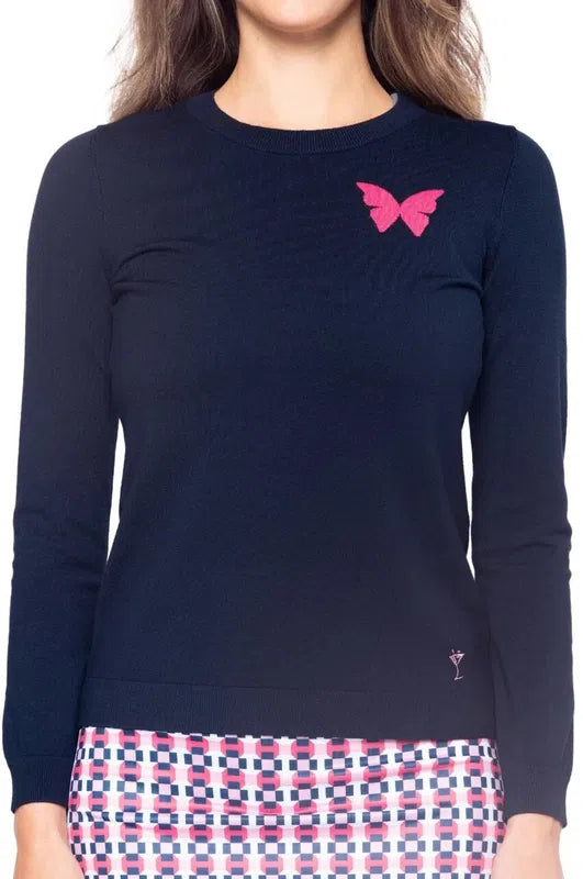 Golftini Crewneck Butterfly Sweater - Navy