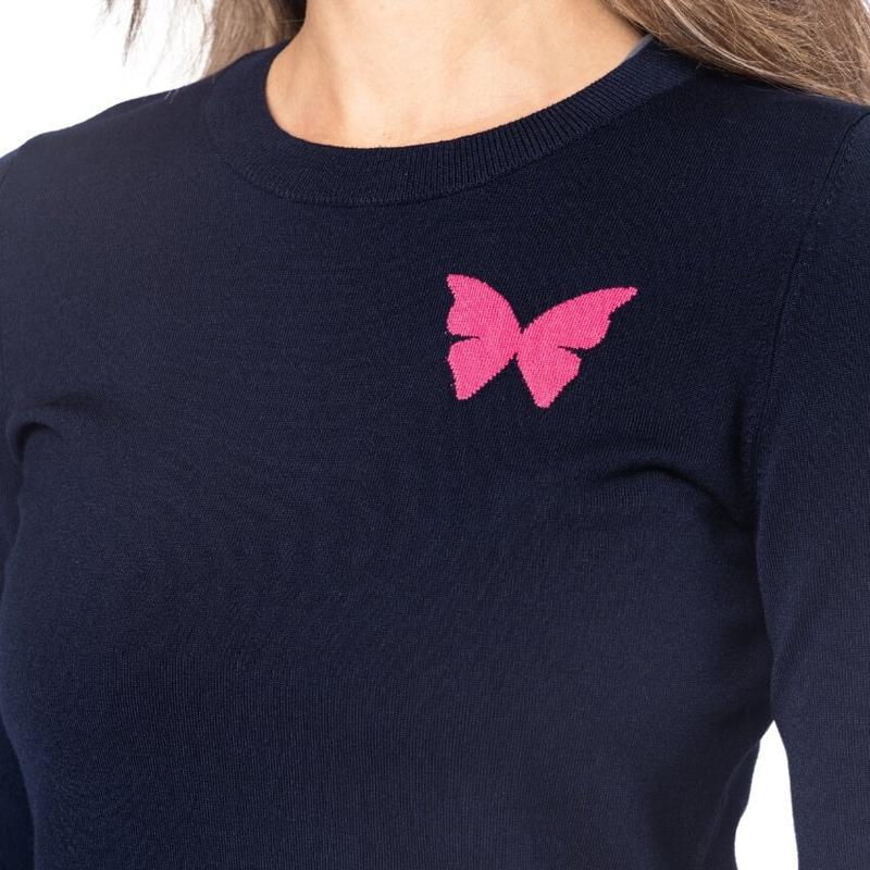 Golftini Crewneck Butterfly Sweater - Navy