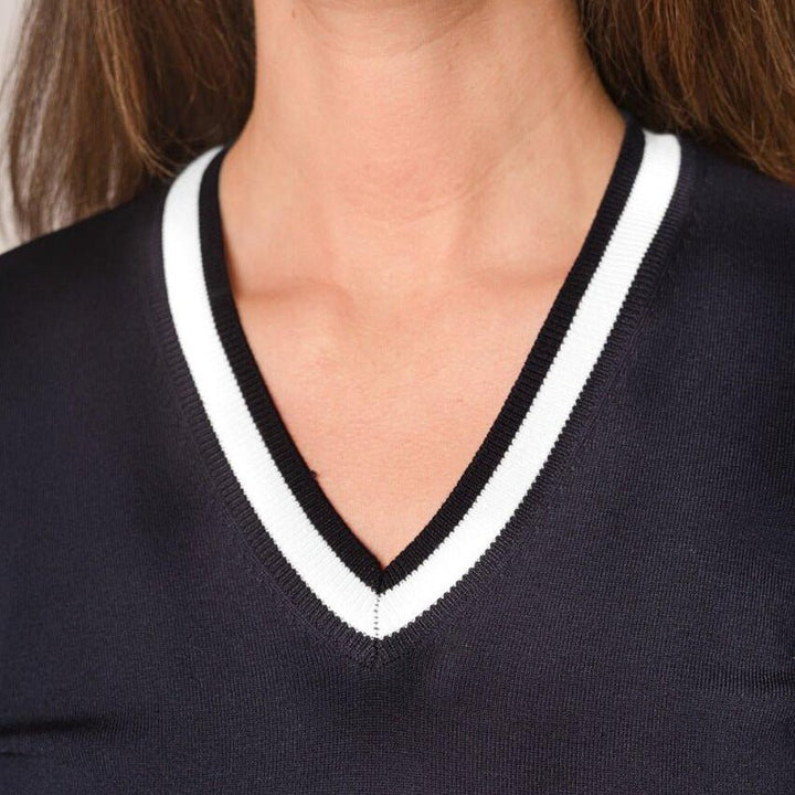 Golftini V-Neck Sweater - Navy/White