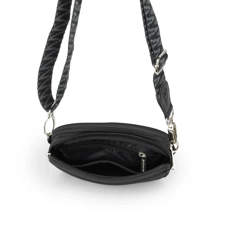 preneLOVE Dual Zip Belt/Crossbody Bag - Black Snake